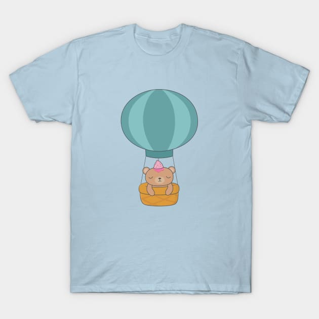 Kawaii Brown bear balloon t-shirt T-Shirt by happinessinatee